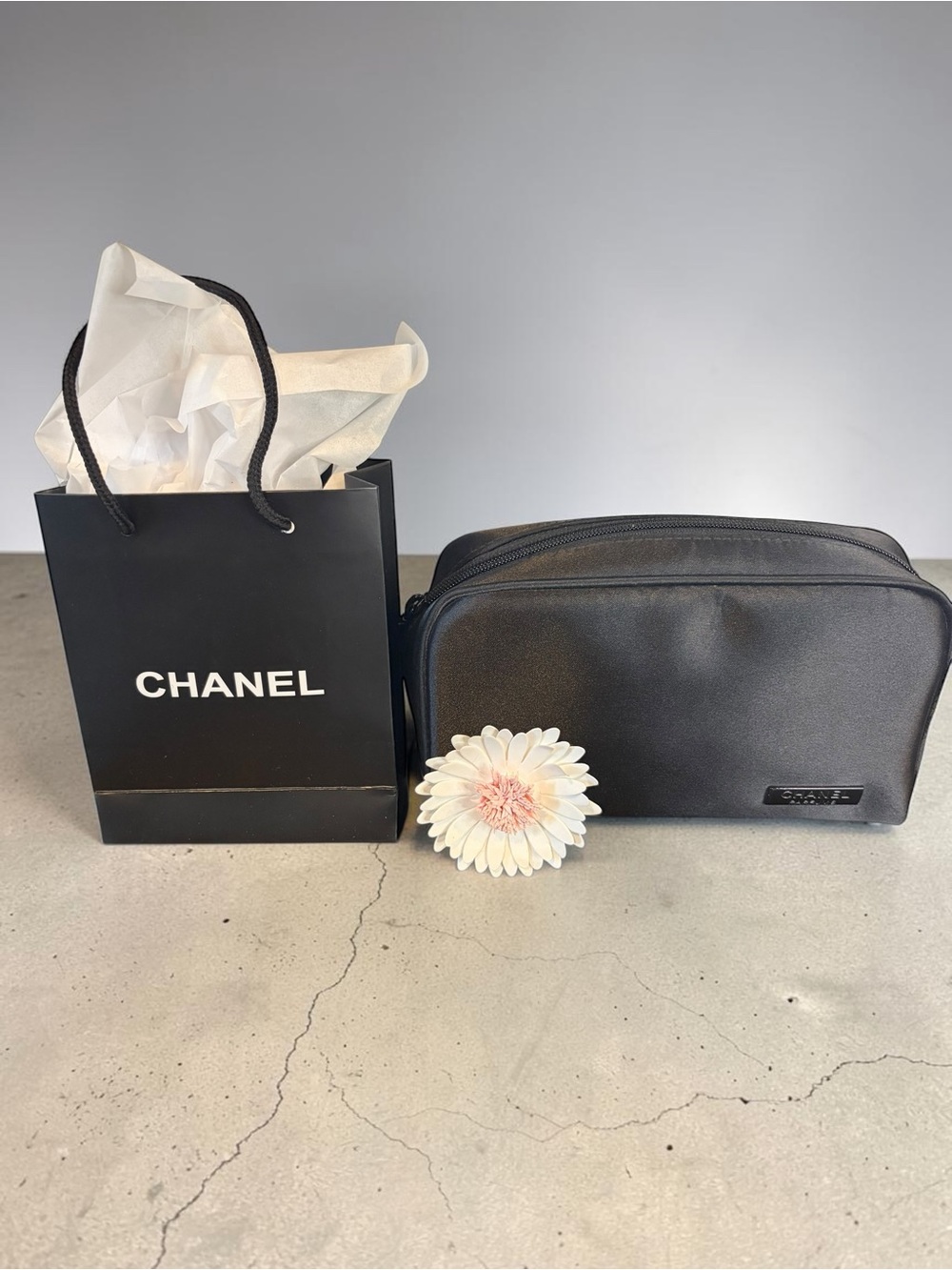 CHANEL Parfums Cosmetics Bag & Mini Shopping Bag Bundle 💕